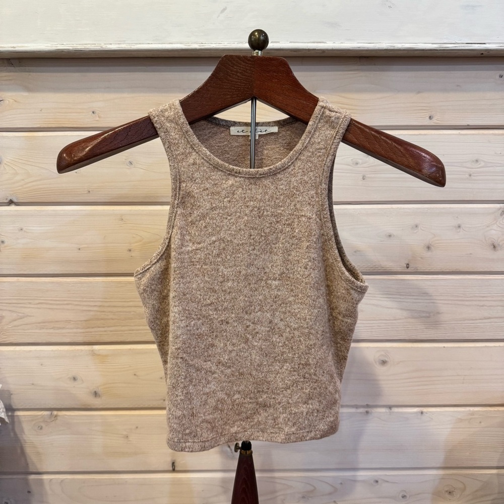 Cream Fitted Crop Tank Top